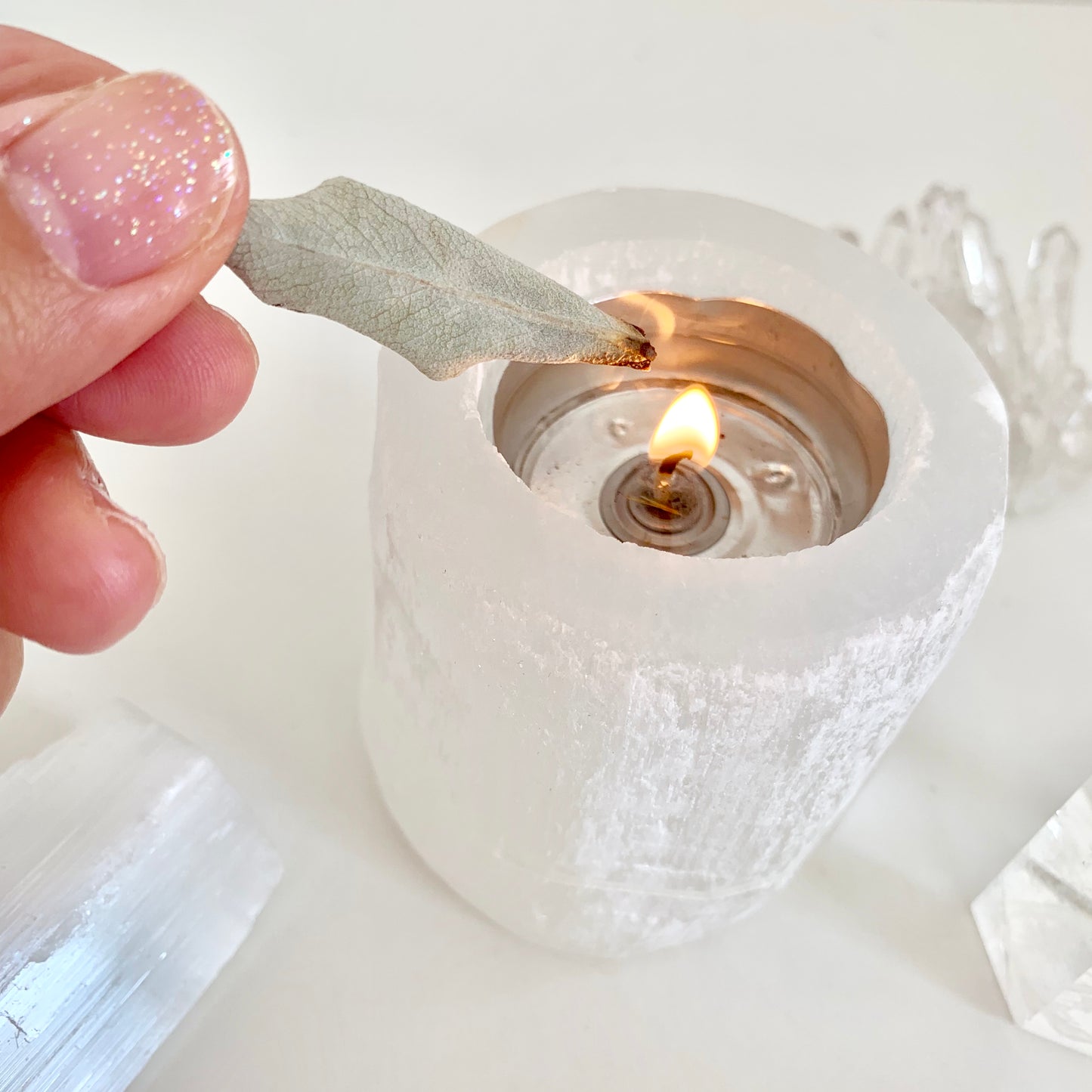 ホワイトセージ(10g)white sage 最高級クラスター -クリスタルと空間の浄化に-