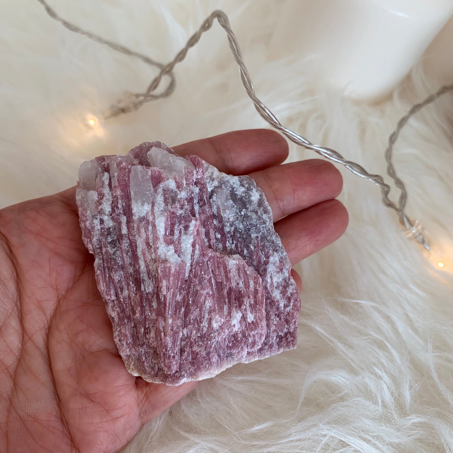 ピンクトルマリンinクォーツ (pink tourmaline in quartz)75gー第4チャクラ(ハートチャクラ)-)ー