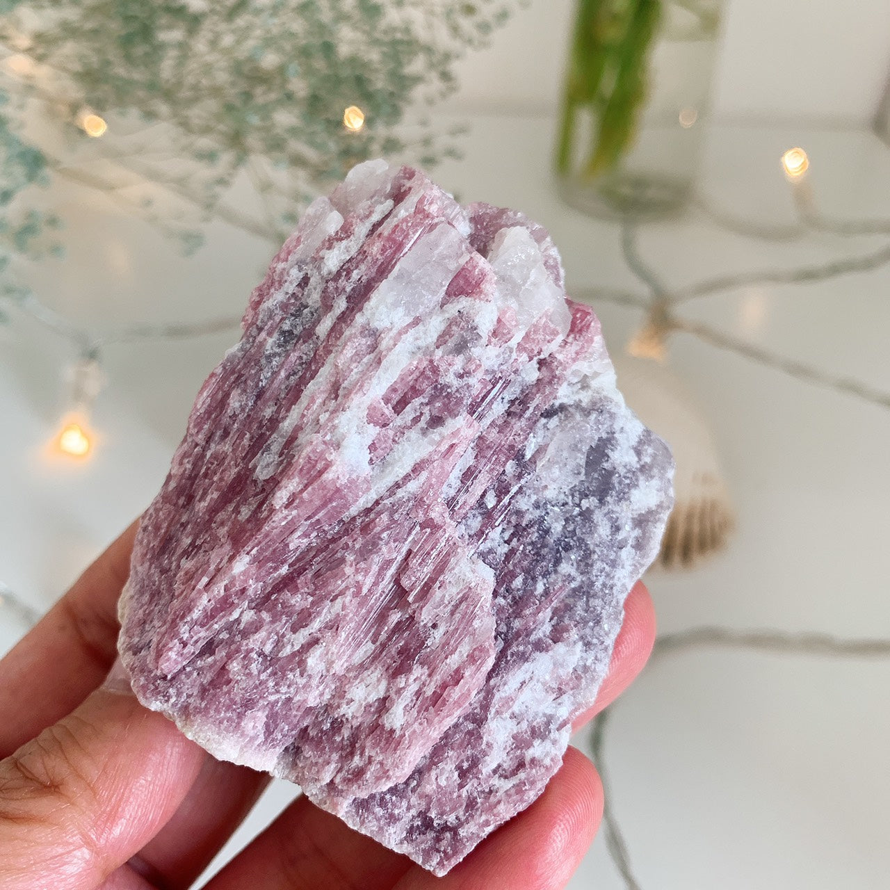 ピンクトルマリンinクォーツ (pink tourmaline in quartz)75gー第4チャクラ(ハートチャクラ)-)ー