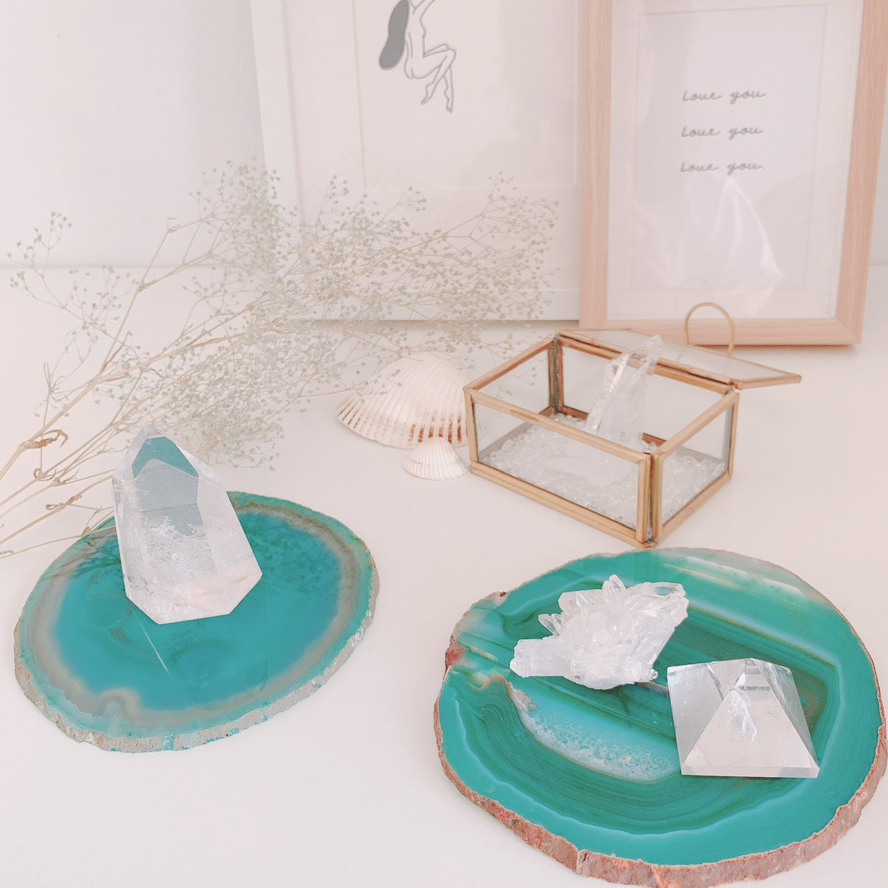 メノウ スライス(Agate slice)グリーン(S,Lサイズ)