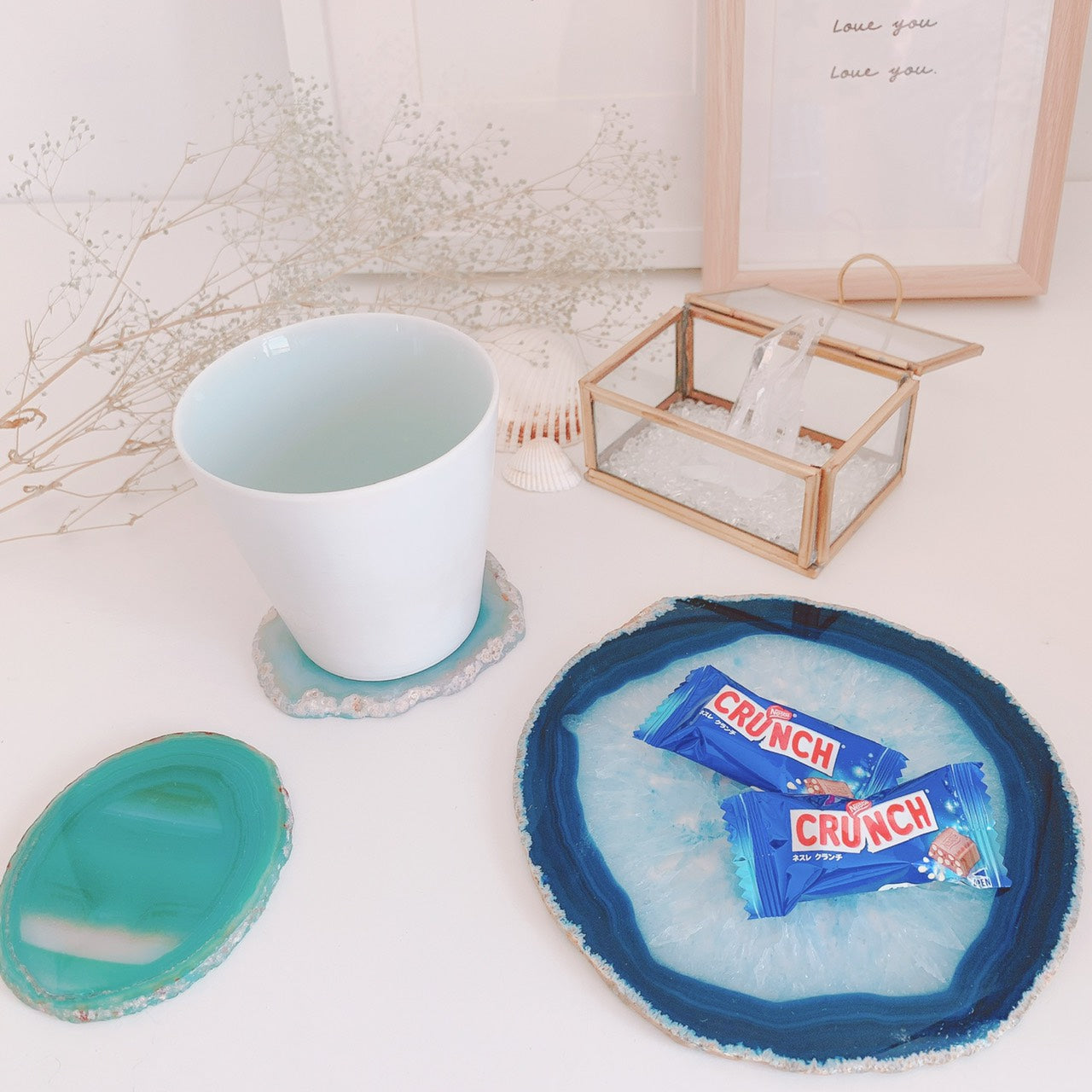 メノウ スライス(Agate slice)ブルー(S,Lサイズ)