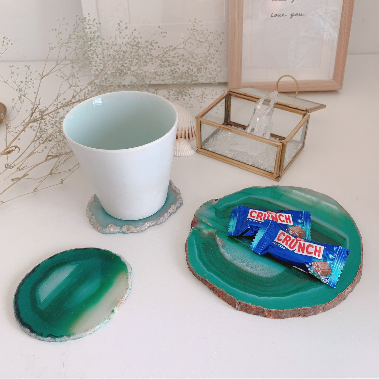 メノウ スライス(Agate slice)グリーン(S,Lサイズ)