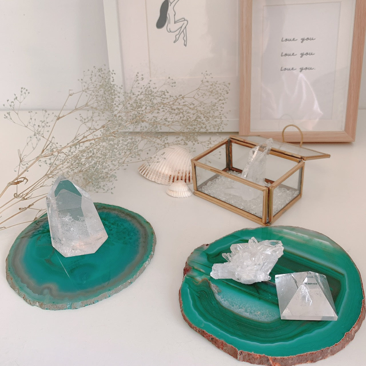 メノウ スライス(Agate slice)グリーン(S,Lサイズ)