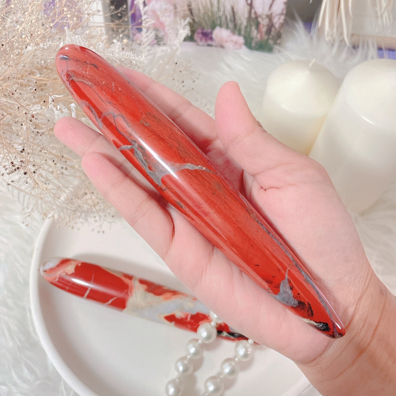 【在庫限り10%オフ】ヨニワンドストレート(レッドジャスパー)生命力、源と繋がるーGIA認定ー