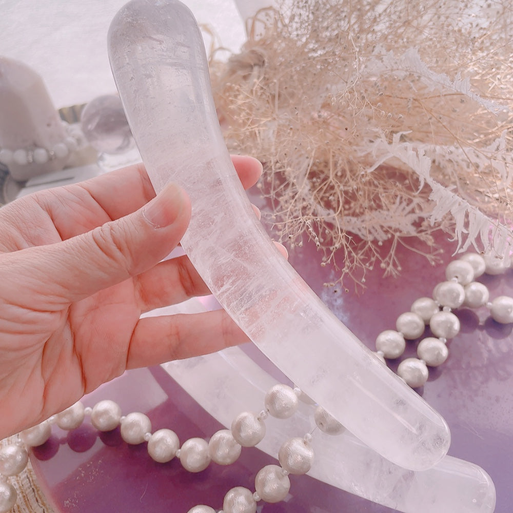 真実の目覚め：クリスタルクォーツカーブヨニワンド（透明性・浄化・増幅・中心軸）