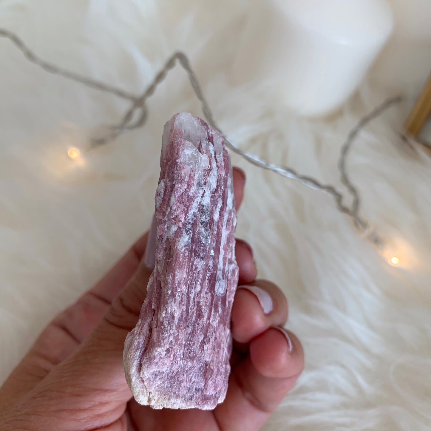 ピンクトルマリンinクォーツ (pink tourmaline in quartz)75ｇー第4チャクラ（ハートチャクラ）-）ー